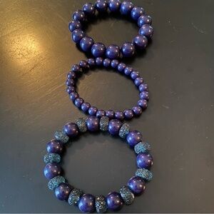 Set of 3 Navy Bead Bracelets